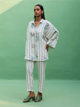 Mira Botanical Stripe Co-ord Set - Ivory