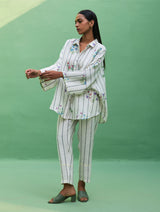 Mira Botanical Stripe Co-ord Set - Ivory