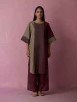 Risa Color-Blocked Kurta Set - Earth