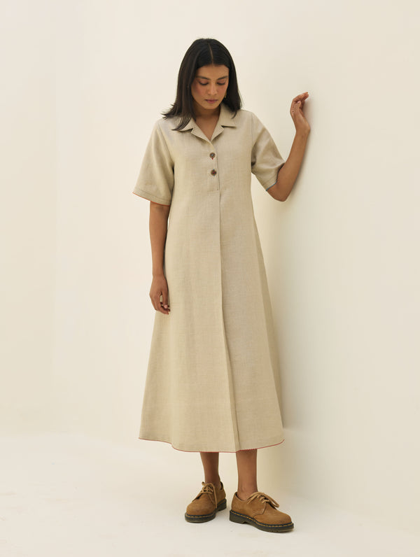 Aster Thick Linen Dress - Natural