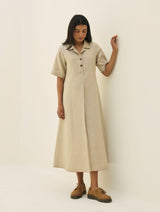 Aster Thick Linen Dress - Natural