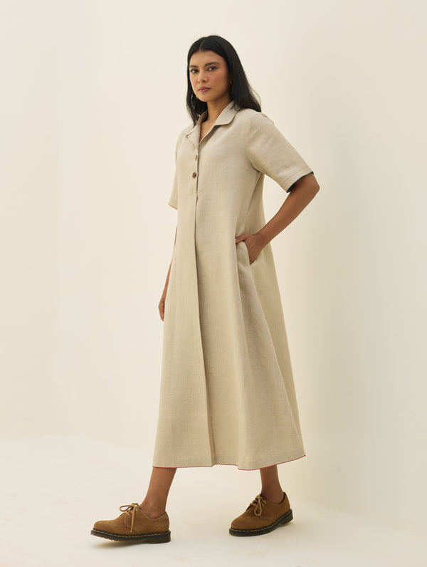 Aster Thick Linen Dress - Natural