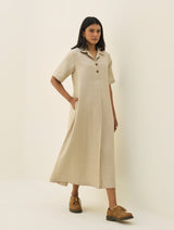 Aster Thick Linen Dress - Natural