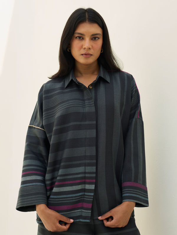 Ellen Dolman Sleeve Shirt - Charcoal