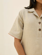 Aster Thick Linen Dress - Natural