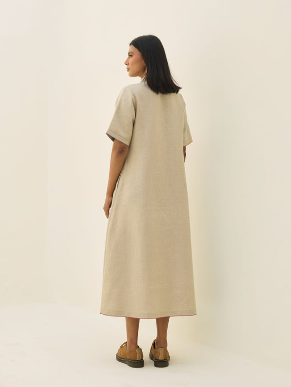 Aster Thick Linen Dress - Natural