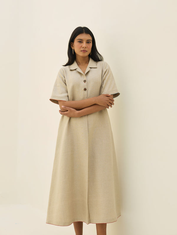 Aster Thick Linen Dress - Natural
