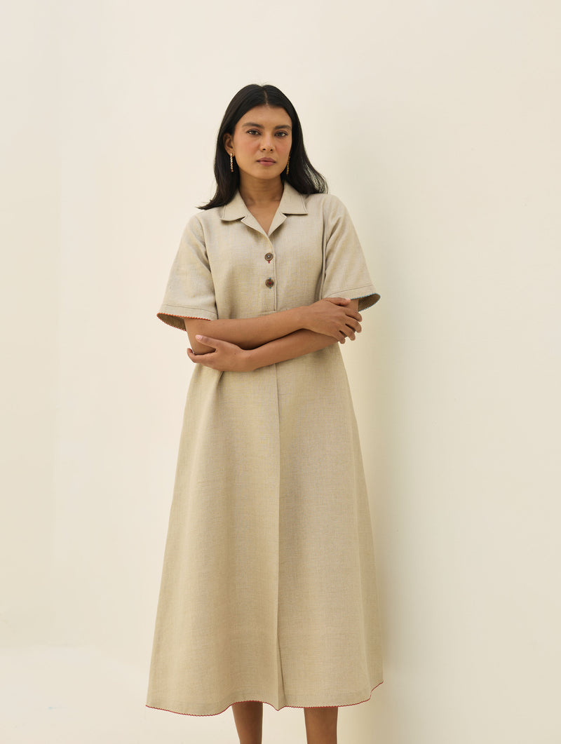 Aster Thick Linen Dress - Natural