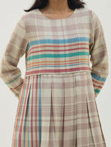 Fiona Merino Wool Pleated Dress - Beige