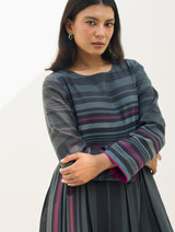 Fiona Merino Wool Pleated Dress - Charcoal