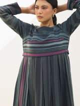 Fiona Merino Wool Pleated Dress - Charcoal