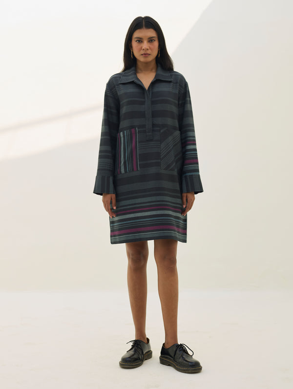 Eden Patch Pocket Dress - Charcoal