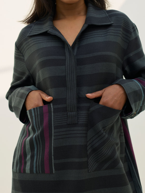 Eden Patch Pocket Dress - Charcoal