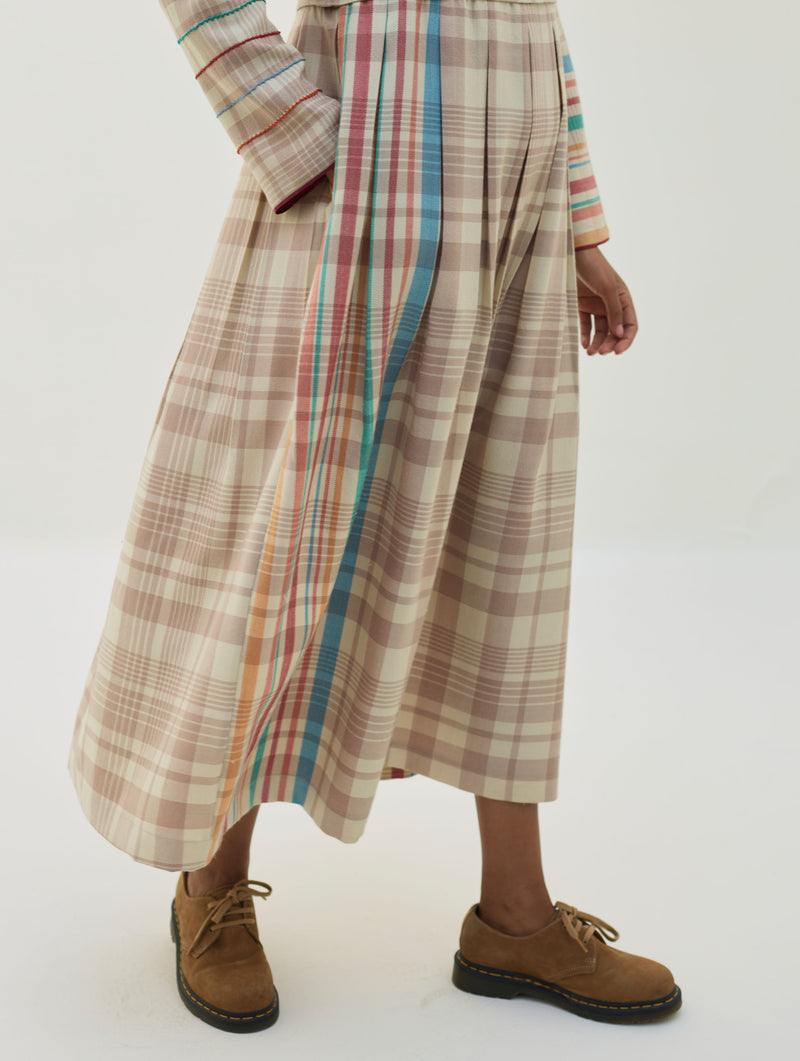 Fiona Merino Wool Pleated Dress - Beige