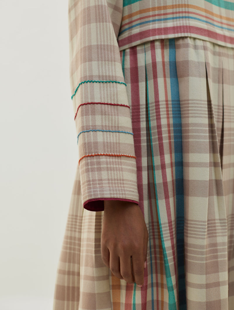 Fiona Merino Wool Pleated Dress - Beige