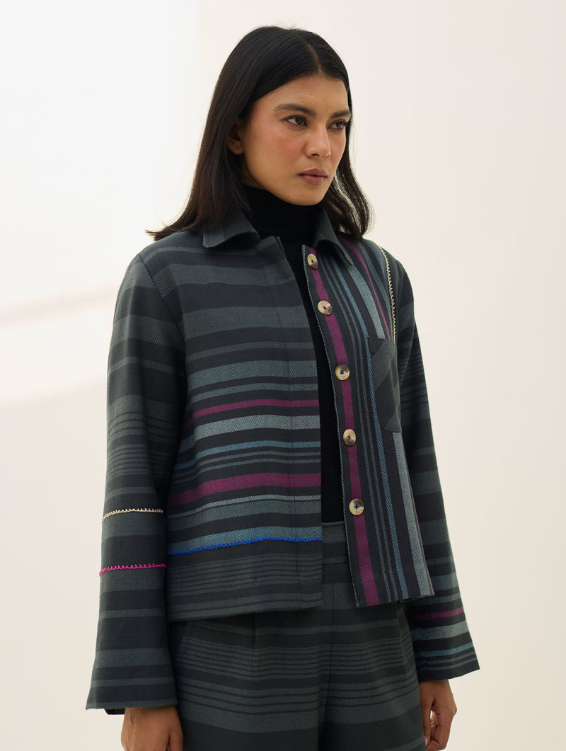 Noelle Merino Wool Shacket - Charcoal