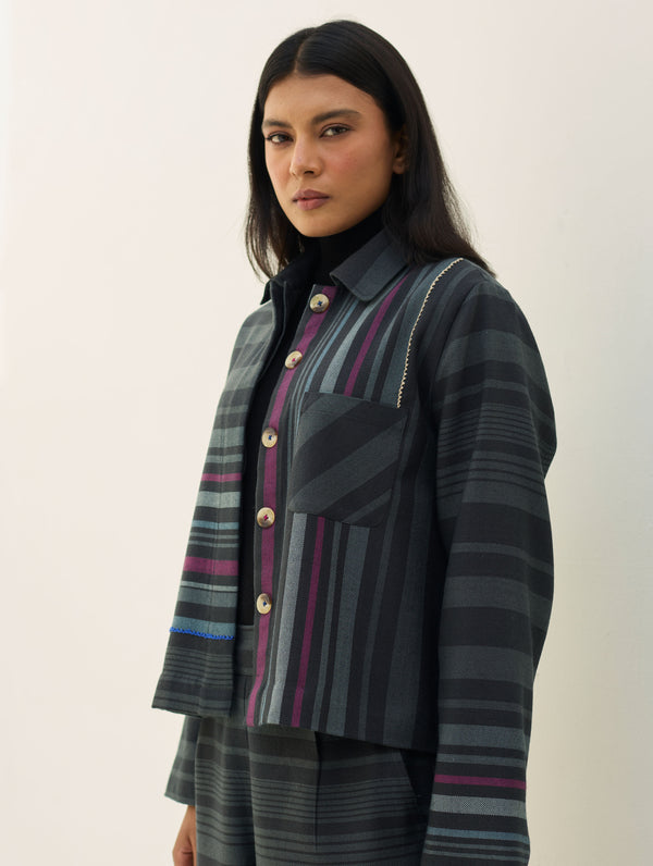 Noelle Merino Wool Shacket - Charcoal