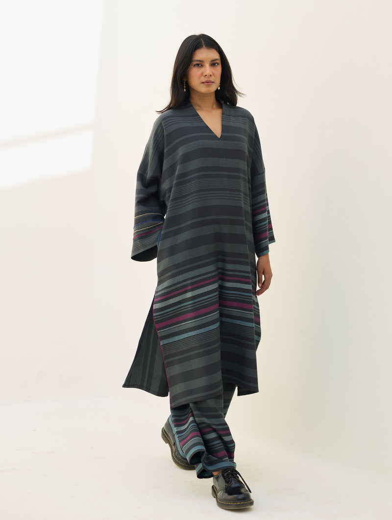 Anette Pheran Merino Wool Kurta Set - Charcoal
