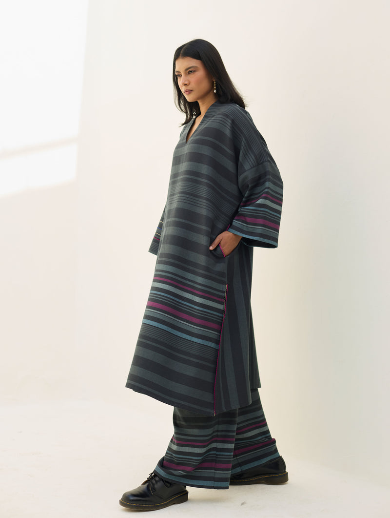 Anette Pheran Merino Wool Kurta Set - Charcoal