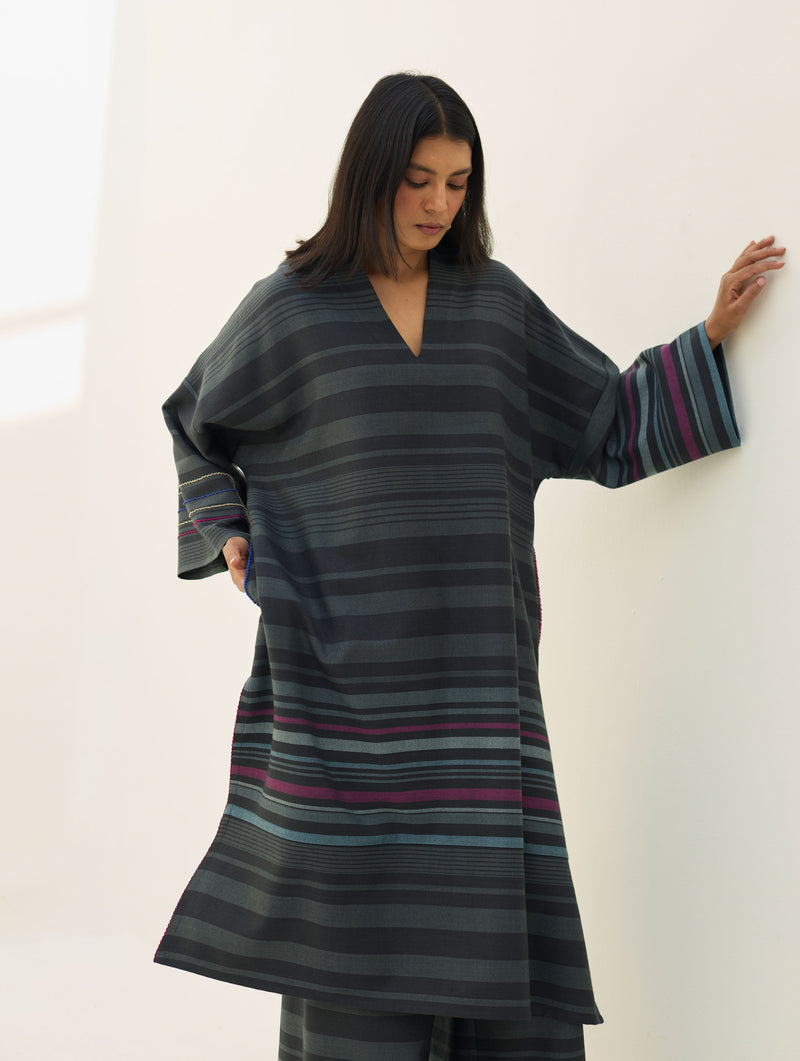 Anette Pheran Merino Wool Kurta Set - Charcoal