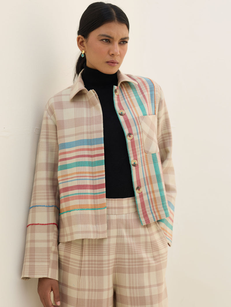 Noelle Merino Wool Shacket - Beige