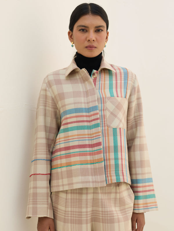 Noelle Merino Wool Shacket - Beige