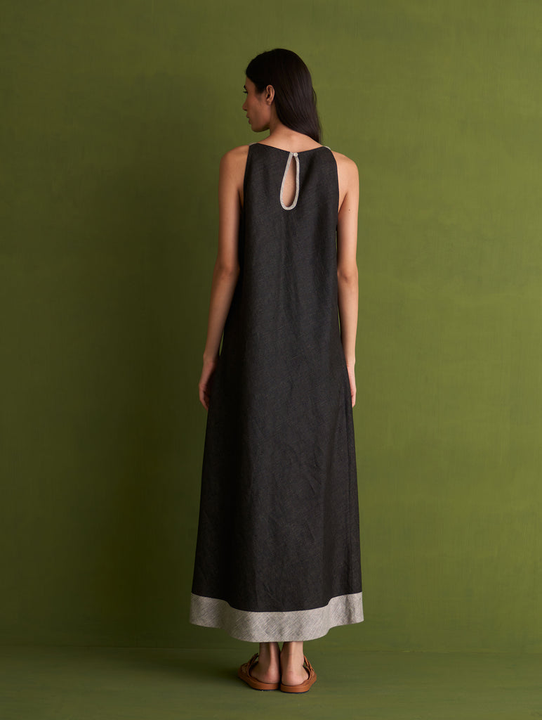 Niza Linen Dress - Charcoal