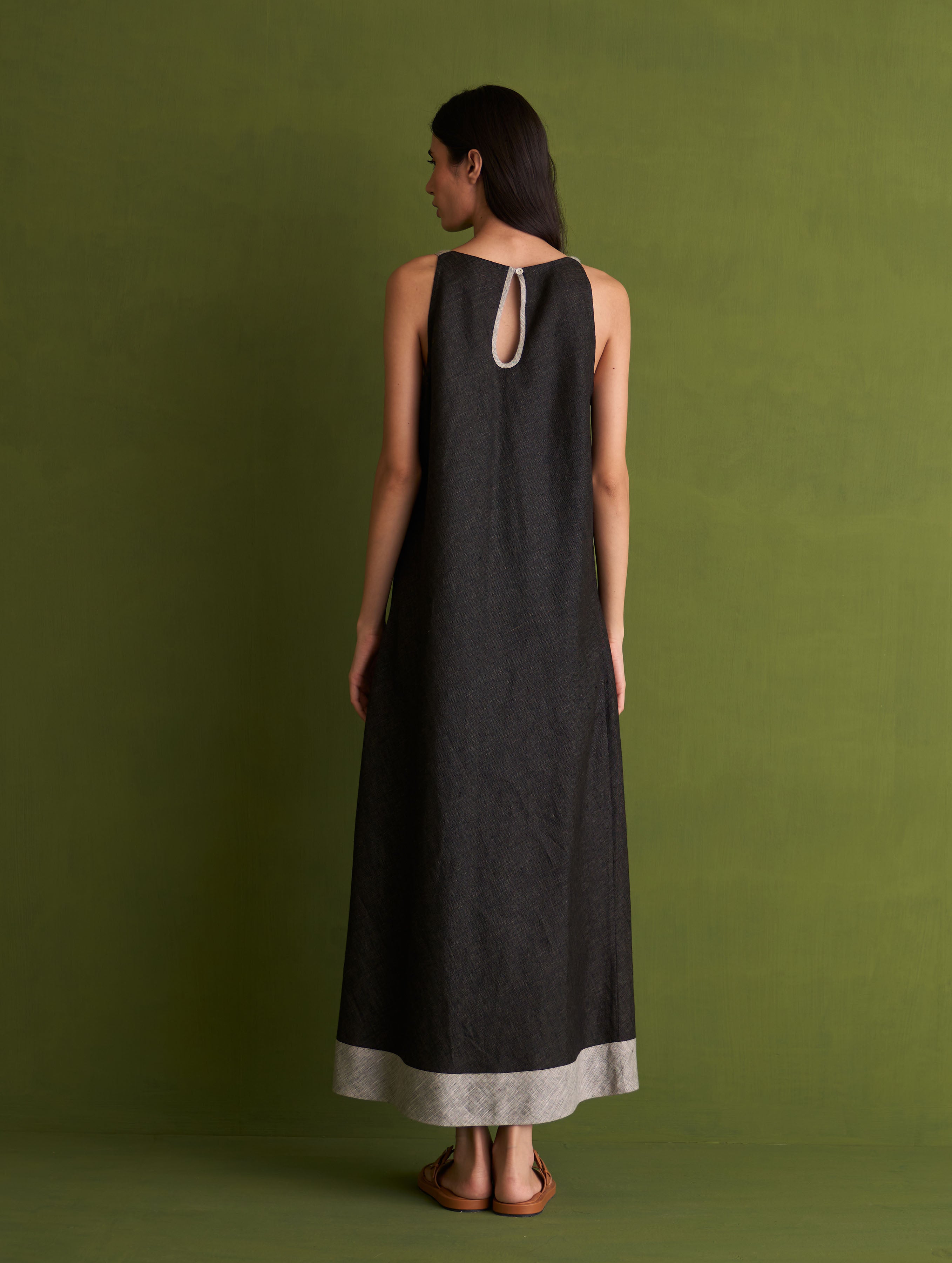 Niza Sleeveless Dress and Jacket Charcoal Manan
