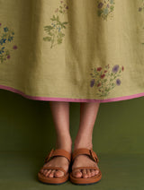 Misaki Botanical Linen Dress - Fern