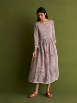 Misaki Botanical Linen Dress - Ash