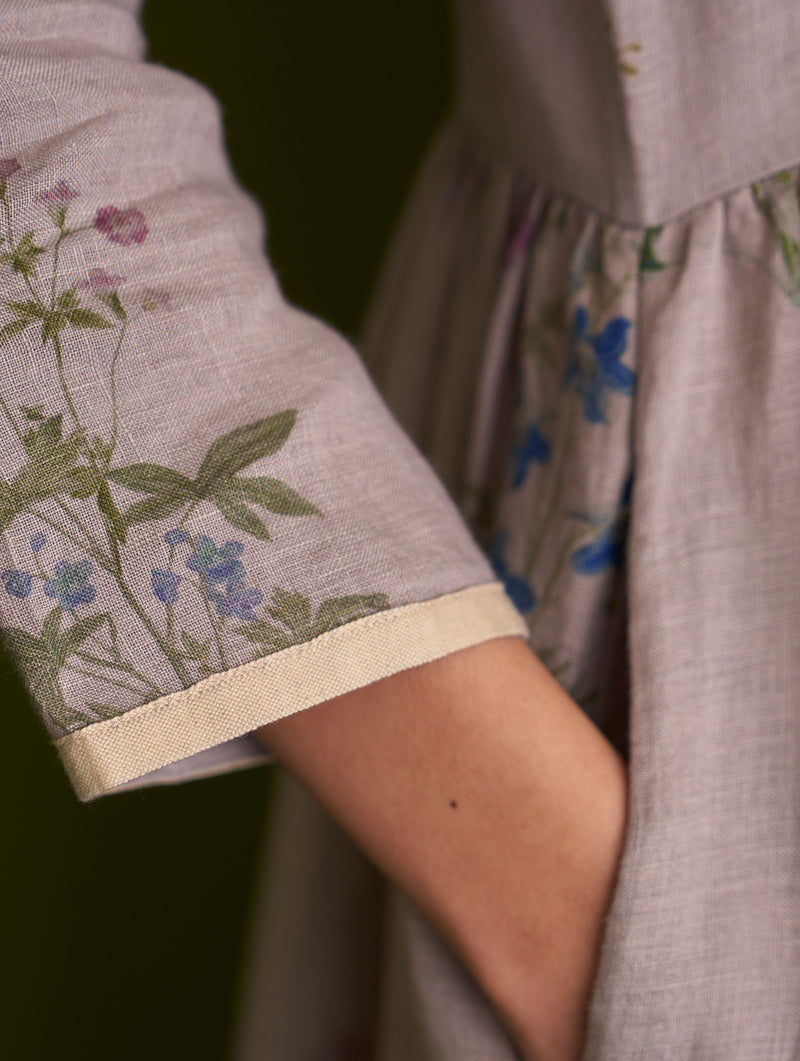 Misaki Botanical Linen Dress - Ash