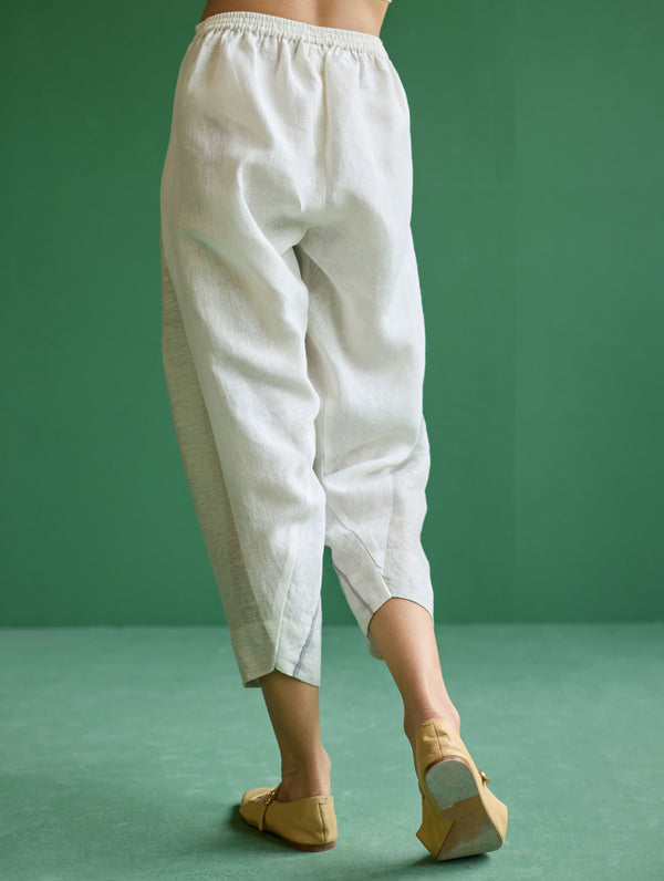 Zang Metallic Linen Salwar Pant - Ivory