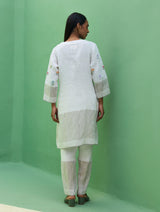 Celia Metallic Linen Hand-Embroidered Kurta Set - Ivory