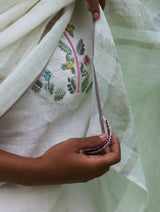 Celia Metallic Linen Hand-Embroidered Kurta Set - Ivory