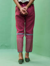 Emile Metallic Linen Hand-Embroidered Kurta Set - Crimson