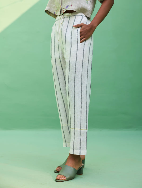 Mira Botanical Stripe Co-ord Set - Ivory