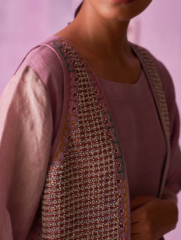Kasa Hand-Embroidered Jacket - Lavender