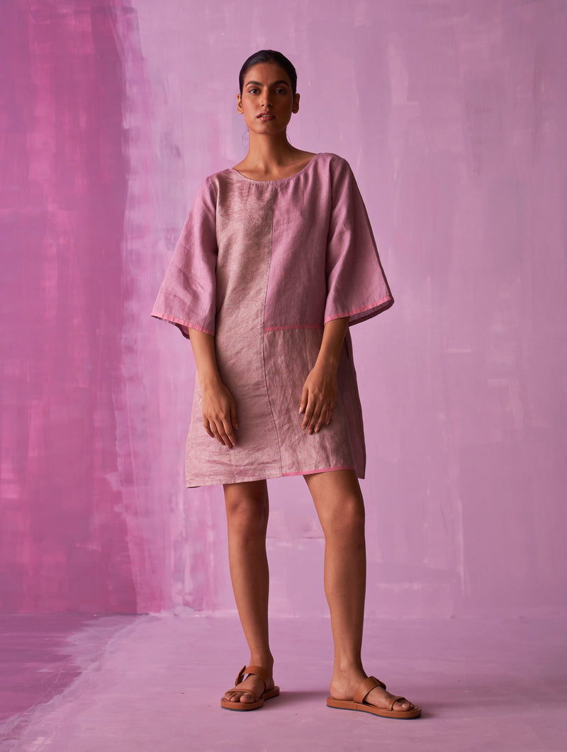 Ahana Metallic Linen Dress - Lavender