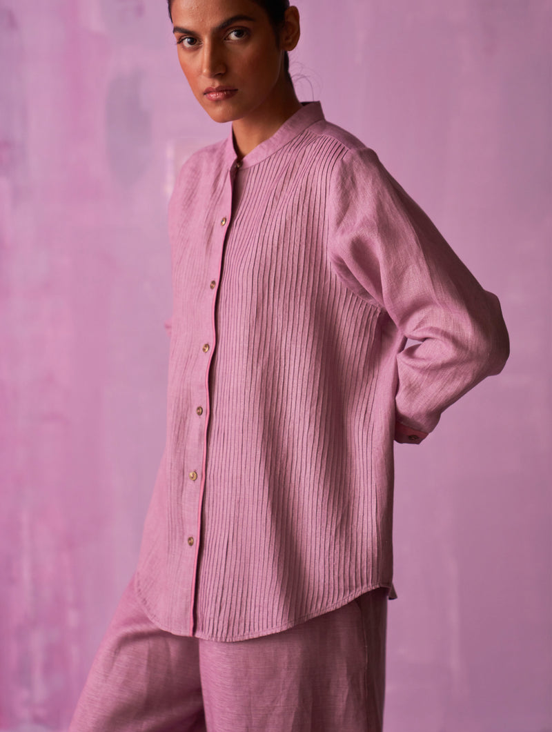Mio Pintuck Shirt - Lavender