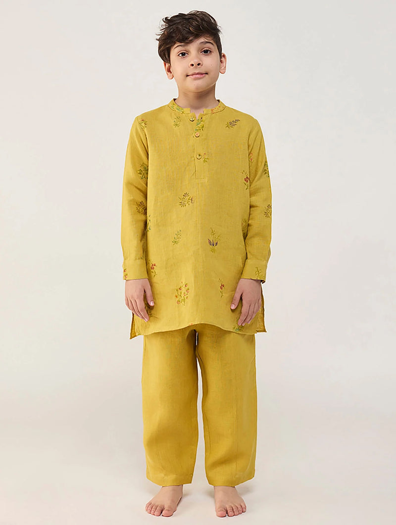 Jay Forever Linen Kurta Set - Ochre