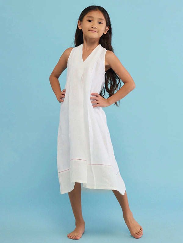 Ita Pleated Linen Dress - White