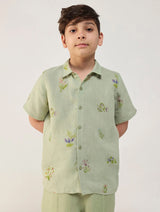 Kabo Floral Linen Shirt - Mint