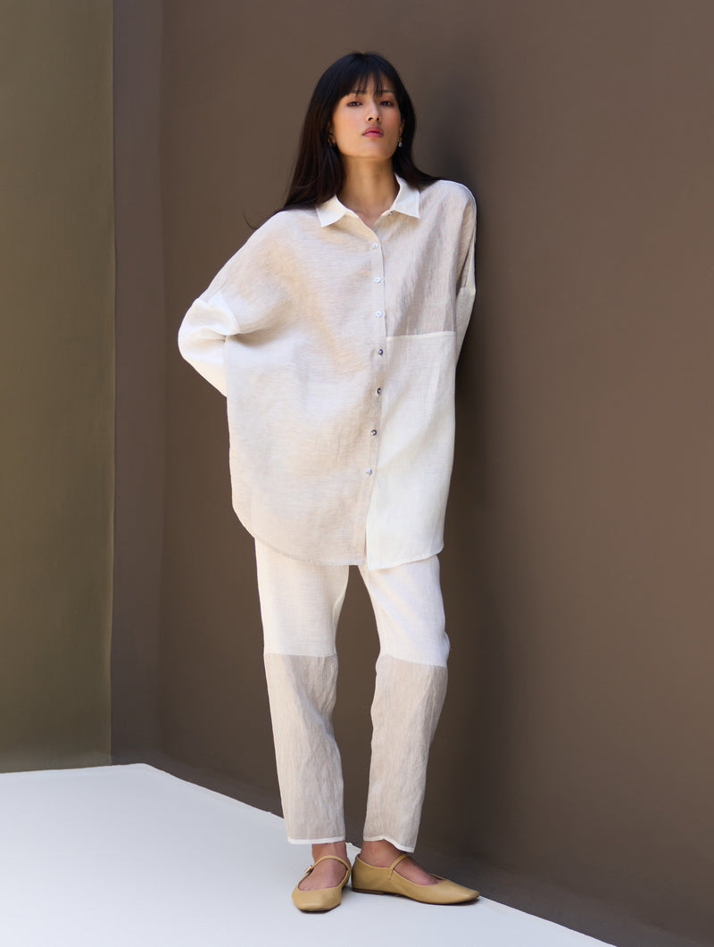 Zaha Metallic Linen Co-ord Set - Ivory