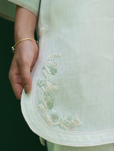 Insha Hand-Embroidered Kurta - Ivory