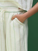 Iona Striped Linen Pant - Mint