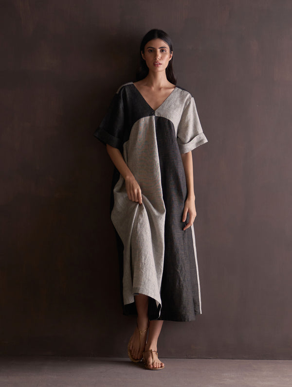 Masa Timeless Linen Dress - Charcoal