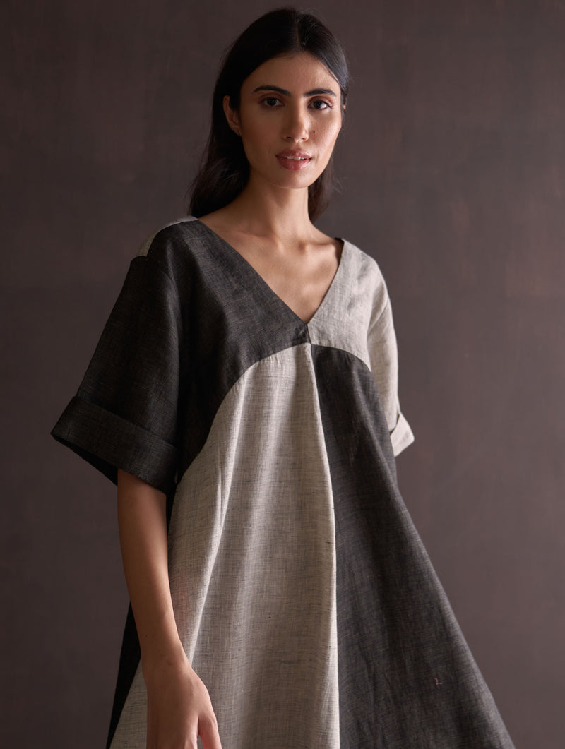 Masa Timeless Linen Dress - Charcoal