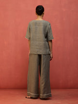 Shiro Stripe Linen Co-ord Set - Grey