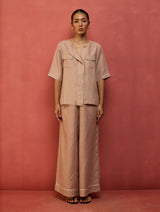 Shiro Stripe Linen Top - Dusty Rose