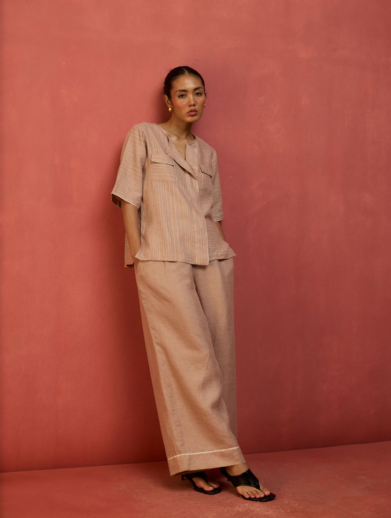 Emma Relaxed Fit Linen Pant - Dusty Rose